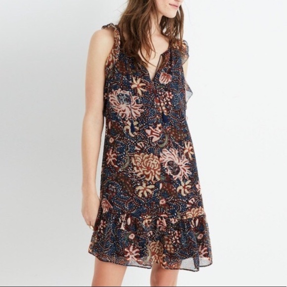 Madewell Dresses & Skirts - ❌SOLD❌Madewell Floral Lily Ruffle Chiffon Dress L